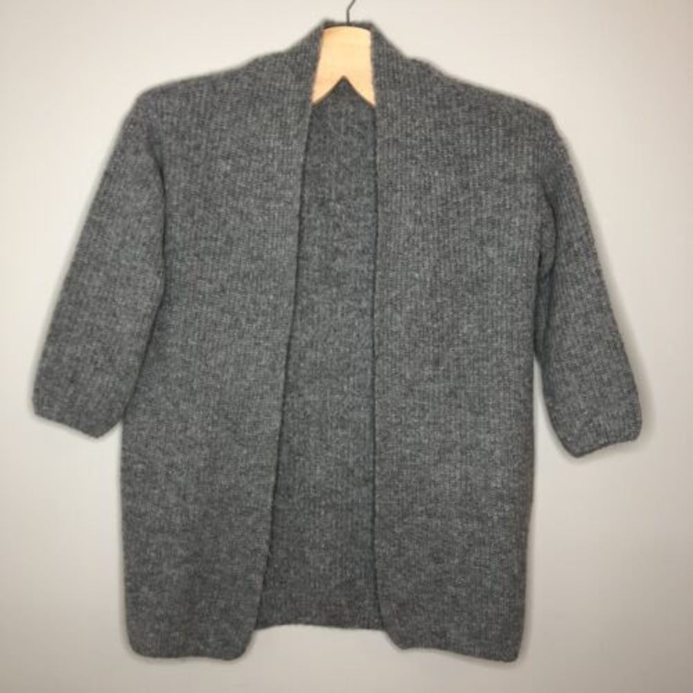 Eberjey M/L Gray Wool Alpaca Blend Open Cardigan Duster Oversized Sweater